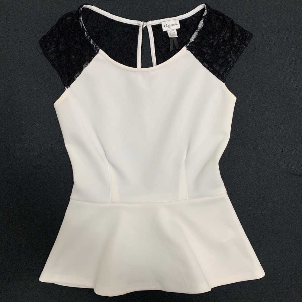 Dynamite Peplum Lace Back Top